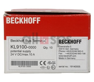 BECKHOFF POTENTIAL SUPPLY TERMINAL 10 PIECES - KL9100